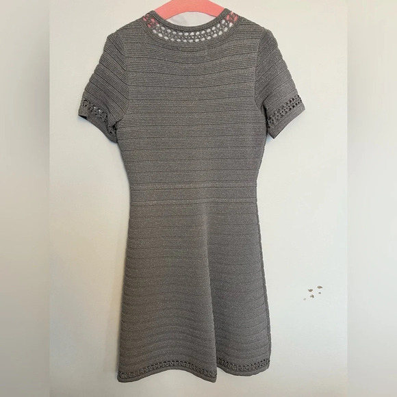 Karl Lagerfeld Gray Textured Knit Dress with Crochet Trim Size S - Picture 6 of 7